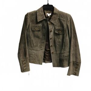 Ann Taylor LOFT Green Leather Jacket